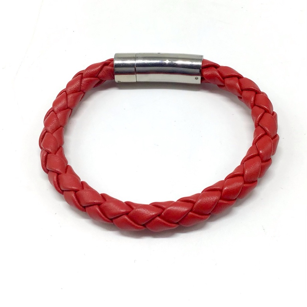 Braided Red Leather Bracelet